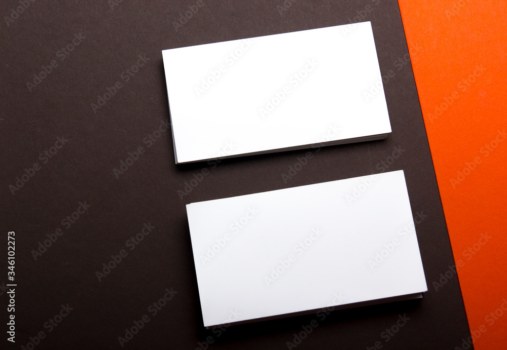 Business cards blank. Mockup on color background. Flat Lay. copy space for text Business cards blank. Mockup on color background. Flat Lay. copy space for text