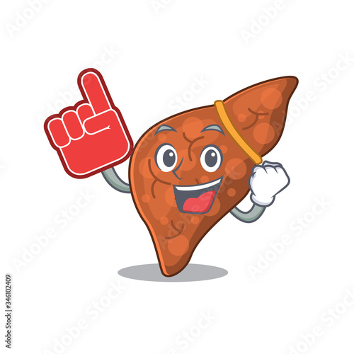 Human fibrosis liver presented in cartoon character design with Foam finger