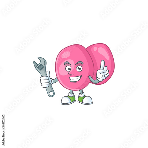 A mechanic streptococcus pyogenes mascot character fix a broken machine