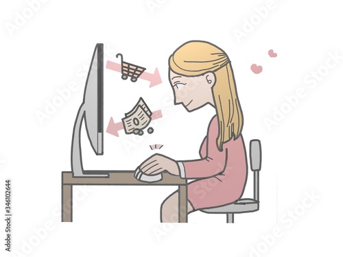 cute young girl at her computer - 3d rendering