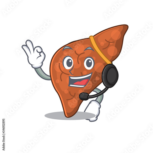 A gorgeous human fibrosis liver mascot character concept wearing headphone