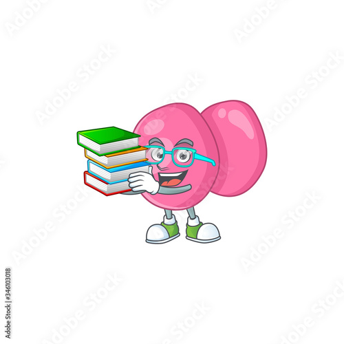 A mascot design of streptococcus pyogenes student character with book