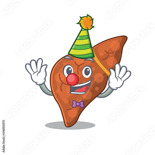 cartoon character design concept of cute clown human fibrosis liver