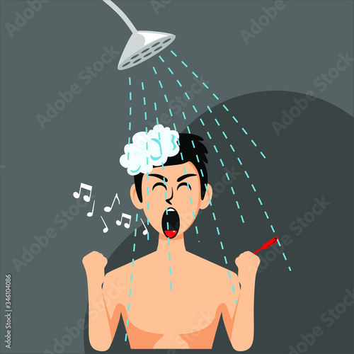 illustration vector graphic of man singin in bathroom