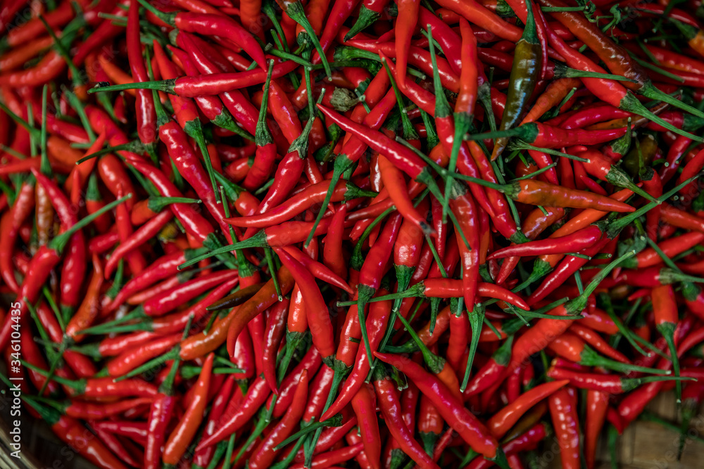 red hot peppers in the market