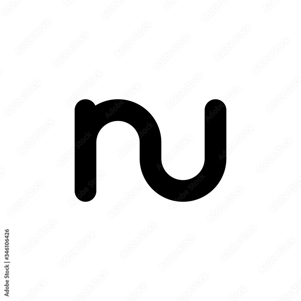 Black and white letter NU initial logo icon Black and white letter NU initial logo icon