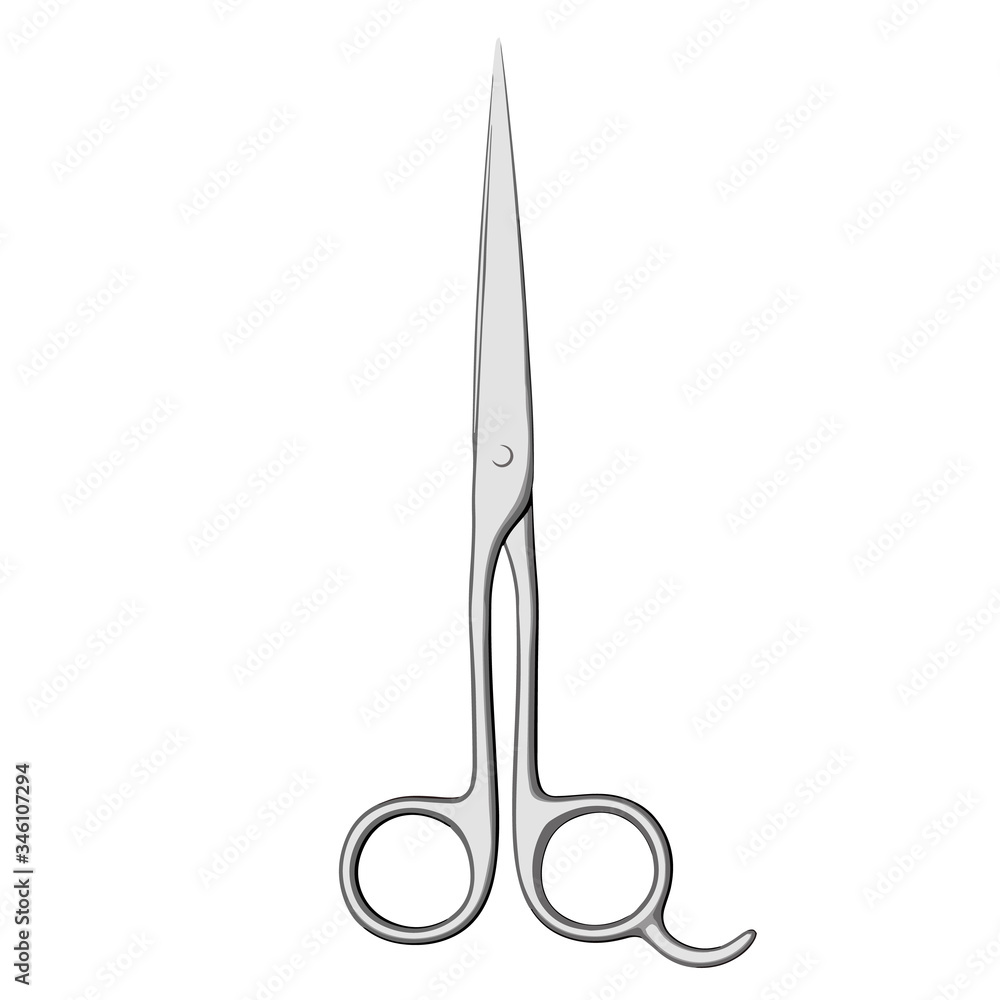 Closed Barber Scissors Isolated on White - Vector Illustration Closed Barber Scissors Isolated on White - Vector Illustration