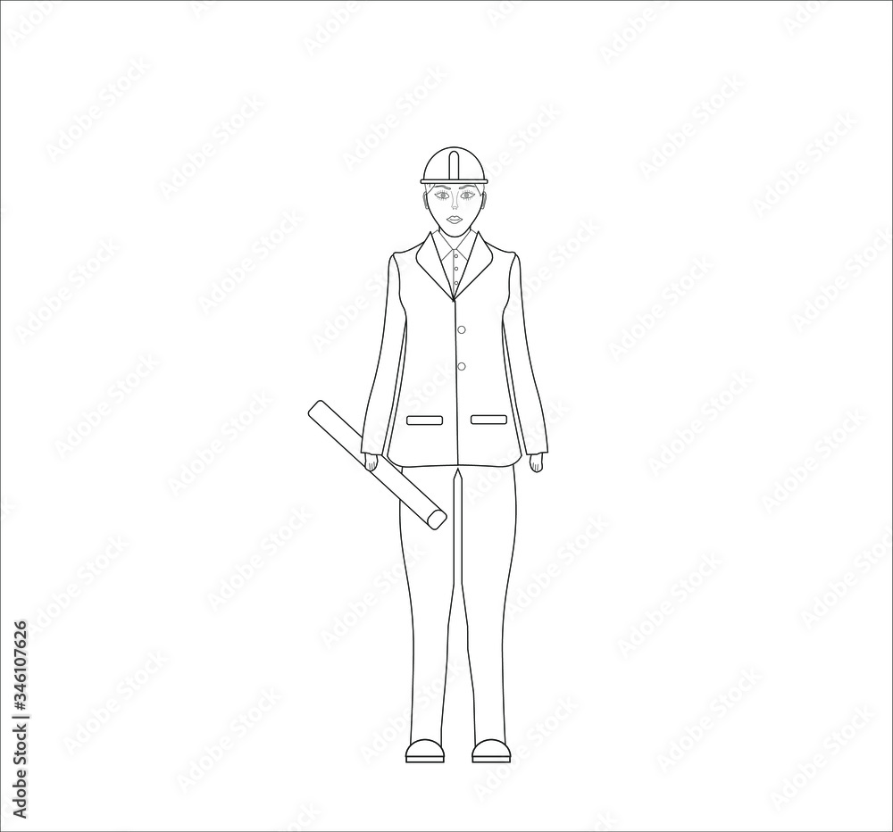 female architect. illustration for web and mobile design. female architect. illustration for web and mobile design.