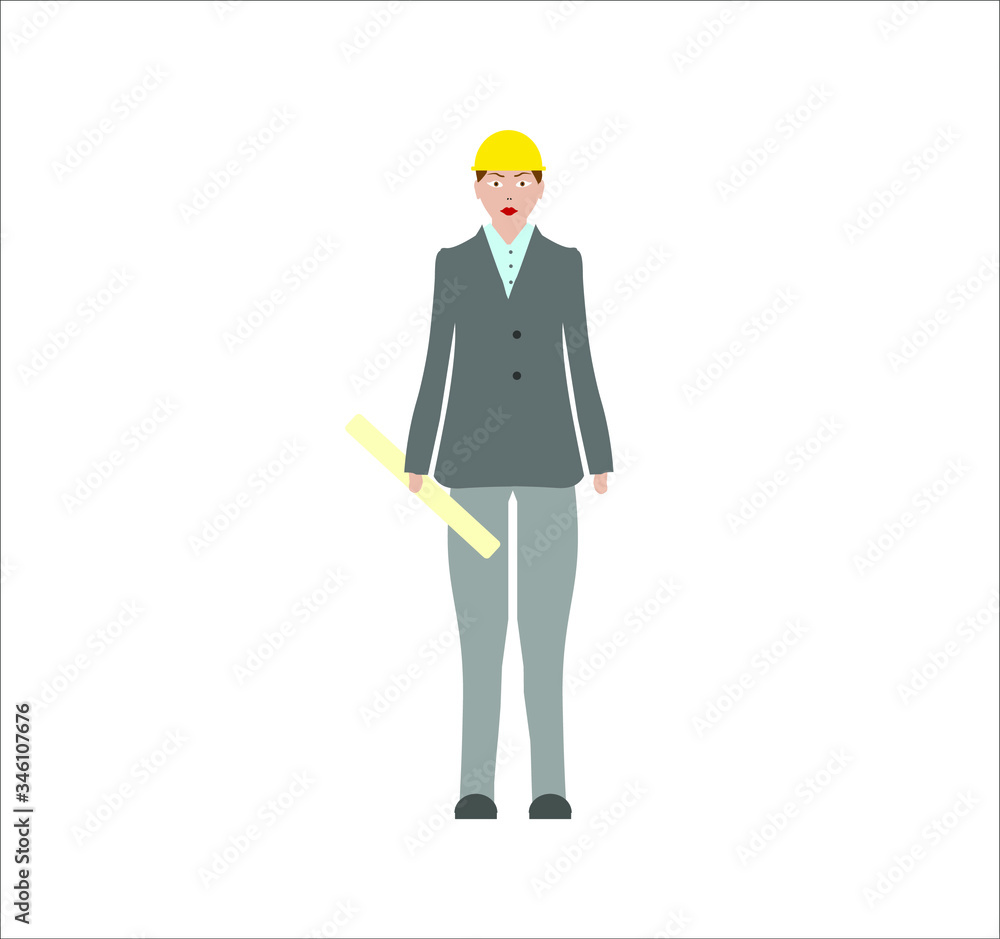female architect. illustration for web and mobile design. female architect. illustration for web and mobile design.