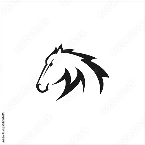 Fototapeta Naklejka Na Ścianę i Meble -  Horse logo emblem template mascot symbol. Vector Vintage Design Element.