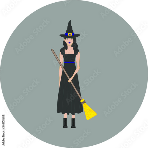 woman dressed as a witch. illustration for web and mobile design.