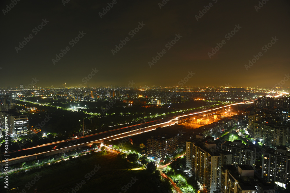 Cityscape of Indirapuram. A Residential Hub in Ghaziabad (Delhi NCR) - Night View