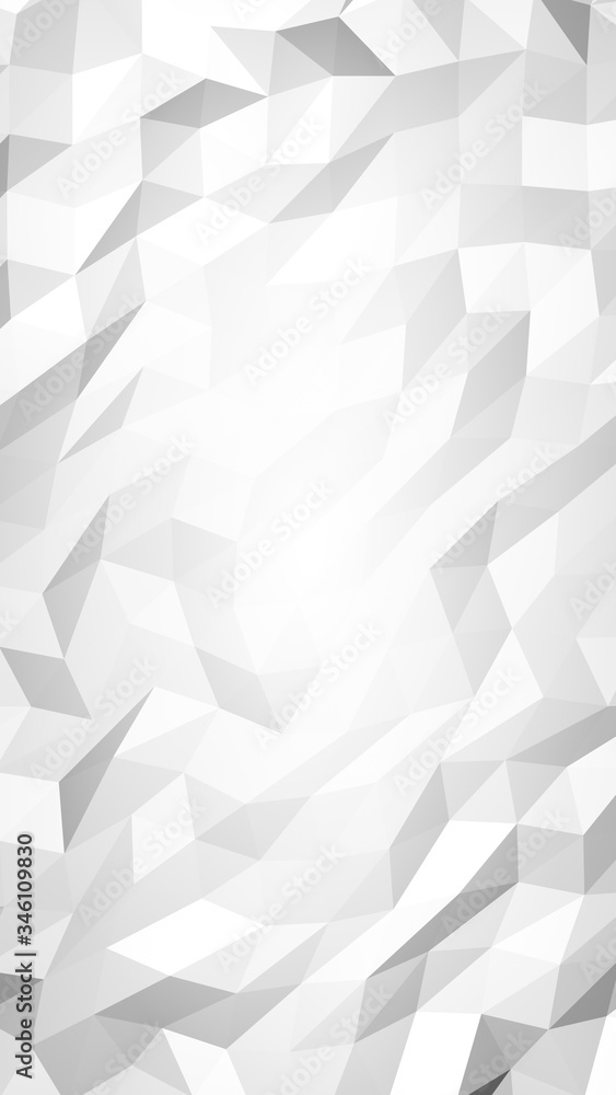 White abstract background. Lowpoly backdrop. Crumpled paper. 3D illustration