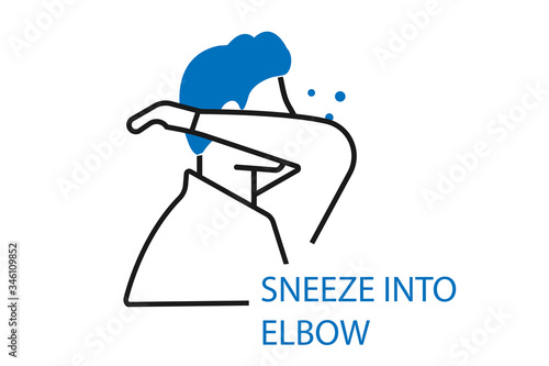 Sneeze into elbow icon (blue version)