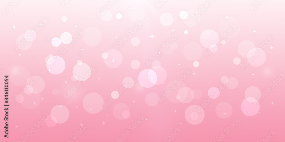 Defocused bokeh illustration. Pink abstract background with copy space