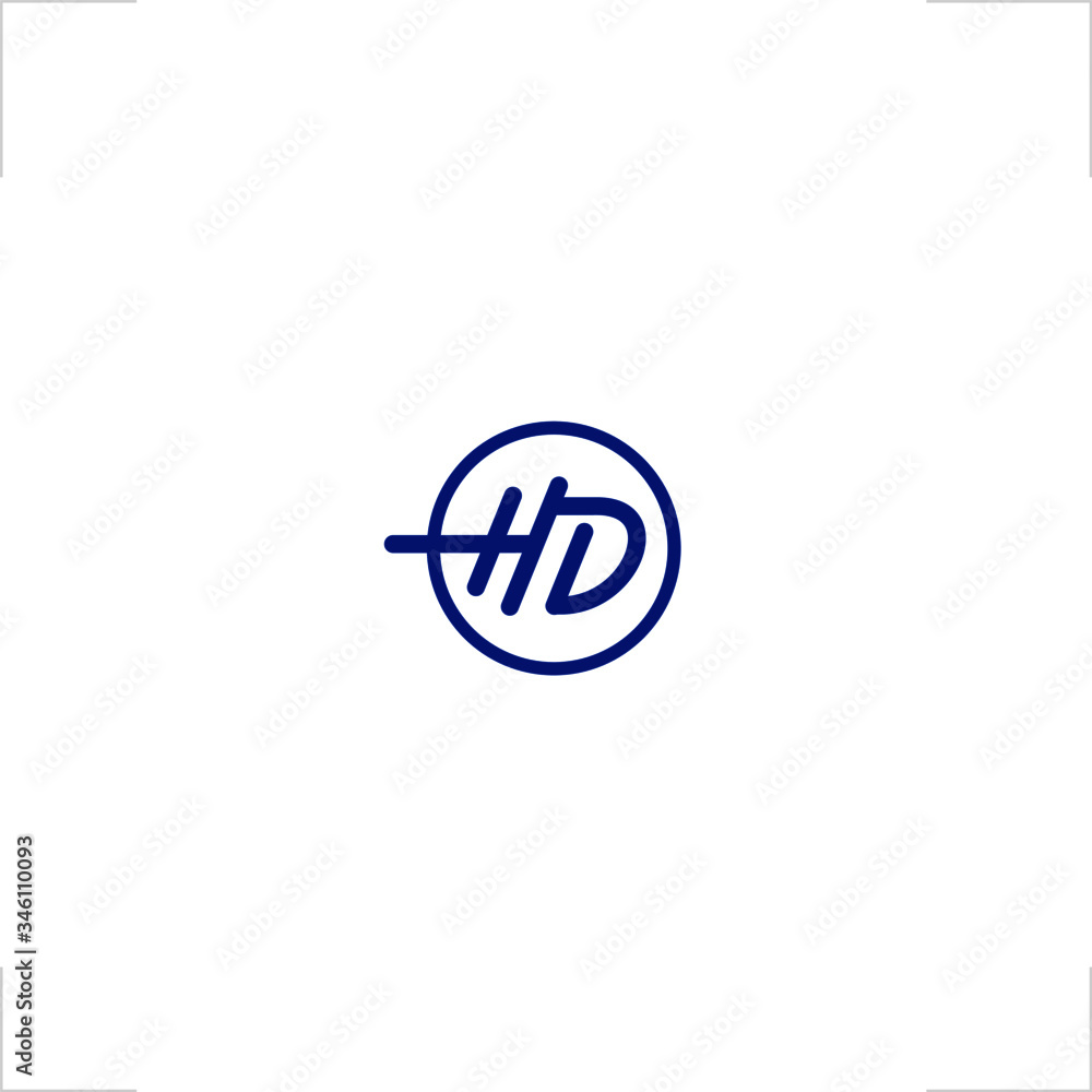 initial HD letter logo circle emblem design initial HD letter logo circle emblem design