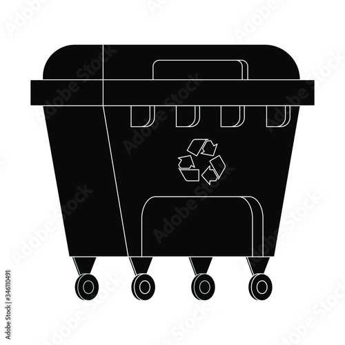 Garbage can. Rubbish container. Concept of waste recycle and ecology. Isolated on white background. Vector illustration.
