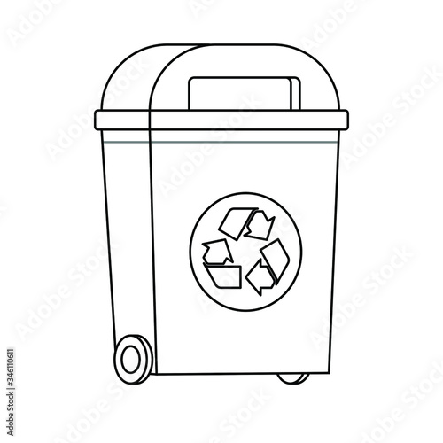 Garbage can. Rubbish container. Concept of waste recycle and ecology. Isolated on white background. Vector illustration.
