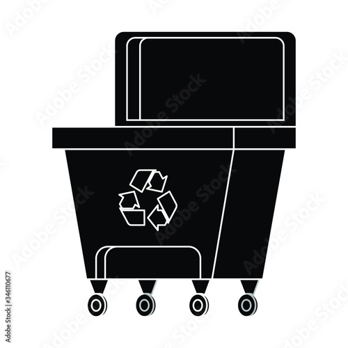 Garbage can. Rubbish container. Concept of waste recycle and ecology. Isolated on white background. Vector illustration.
