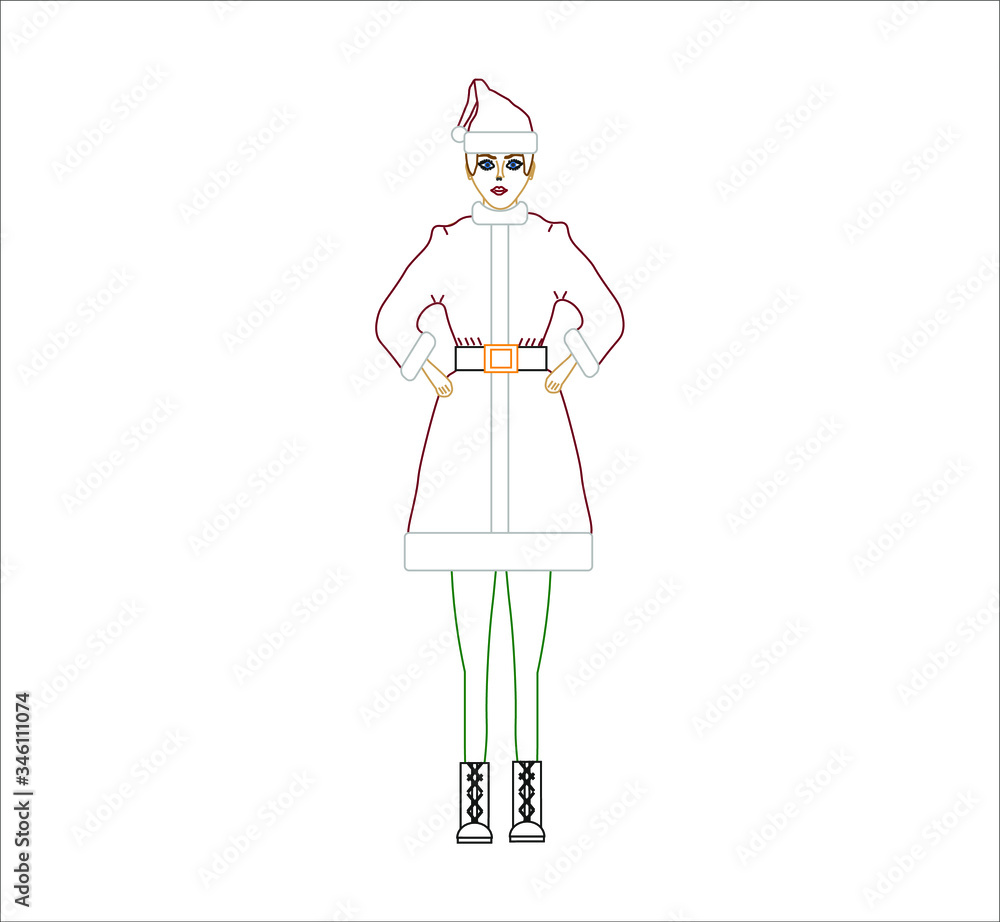 woman dressed as Santa Claus. illustration for web and mobile design. woman dressed as Santa Claus. illustration for web and mobile design.