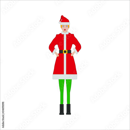 woman dressed as Santa Claus. illustration for web and mobile design.