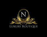 Premium Golden Badge N Letter Icon. Luxury Gold Boutique Logo Vector Design.  