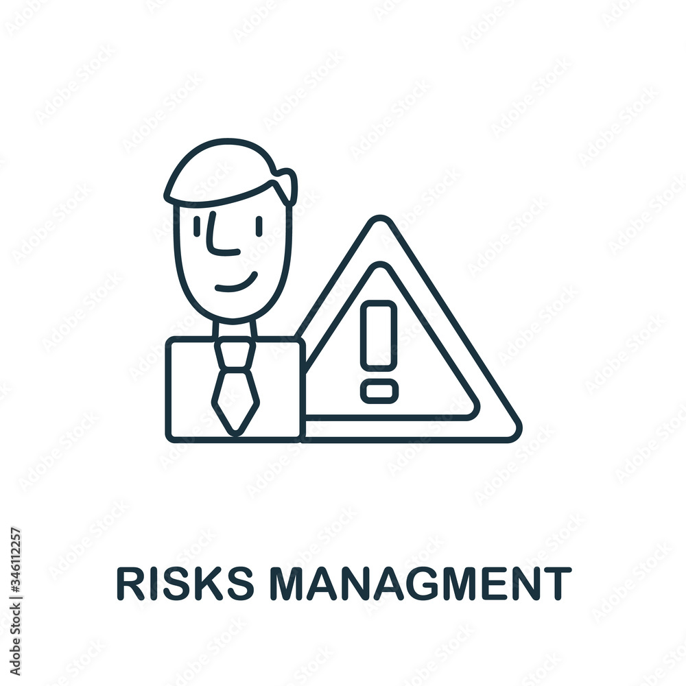 Risks Management icon from global business collection. Simple line Risks Management icon for templates, web design and infographics
