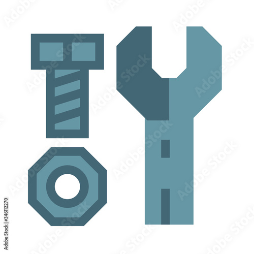  wrench flat icon on white background