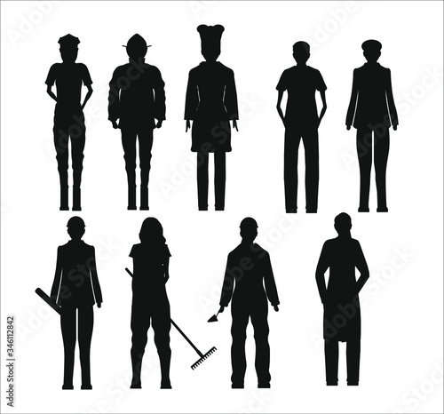 kit of illustrations of women in different jobs. illustration for web and mobile design.