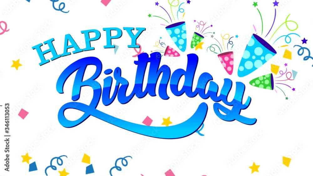 happy birthday celebration text message concept. happy birthday vootage