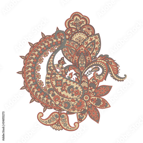 Damask isolated paisley vector floral ornament