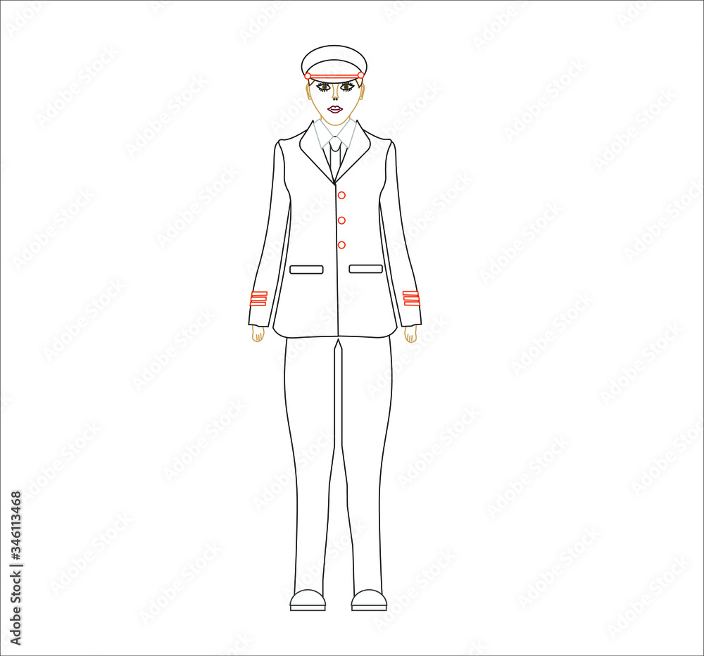 female airplane pilot. illustration for web and mobile design. female airplane pilot. illustration for web and mobile design.
