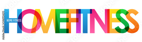 HOME FITNESS colorful vector typography banner