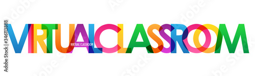 VIRTUAL CLASSROOM colorful vector typography banner
