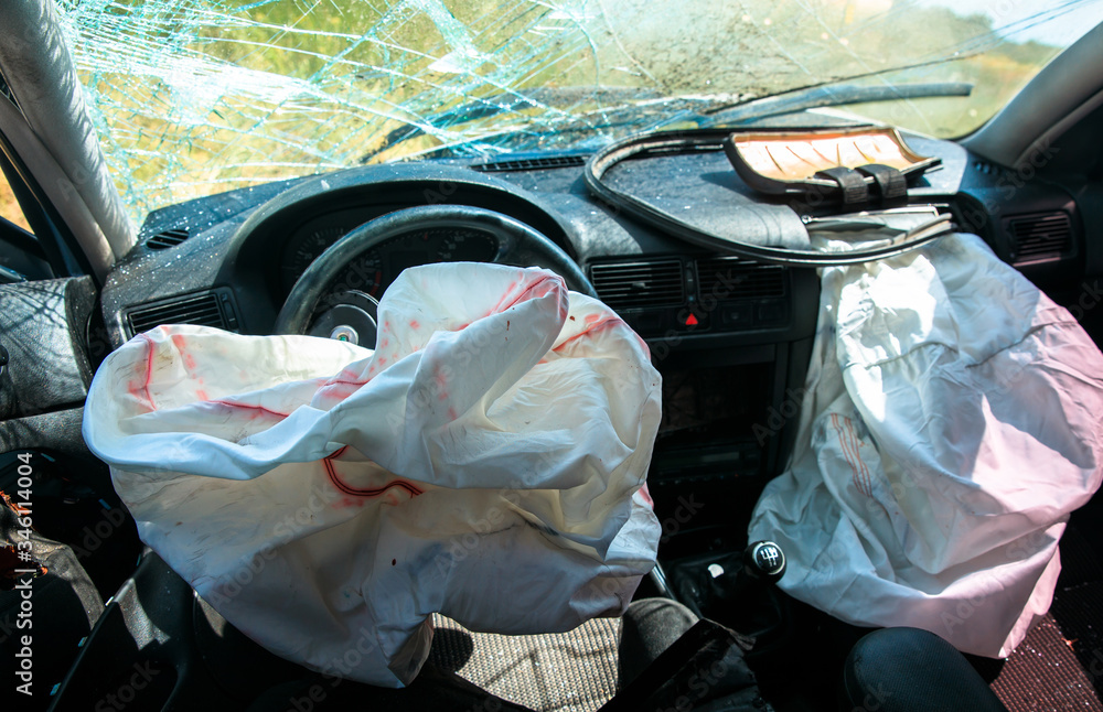 Airbag exploded at a car accident Stock Photo Adobe Stock