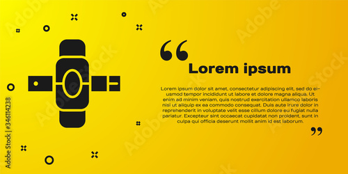 Black Knee pads icon isolated on yellow background. Extreme sport. Skateboarding, bicycle, roller skating protective gear. Vector Illustration