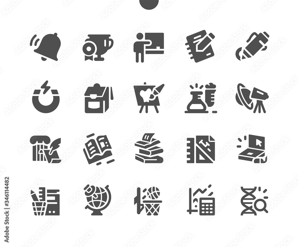 School Subjects Well-crafted Pixel Perfect Vector Solid Icons 30 2x Grid for Web Graphics and Apps. Simple Minimal Pictogram School Subjects Well-crafted Pixel Perfect Vector Solid Icons 30 2x Grid for Web Graphics and Apps. Simple Minimal Pictogram
