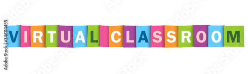 VIRTUAL CLASSROOM colorful vector typography banner
