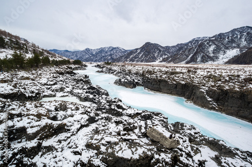 View of river Katun and Altay mountains