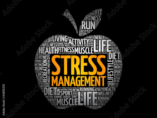 Stress Management apple word cloud, health concept background