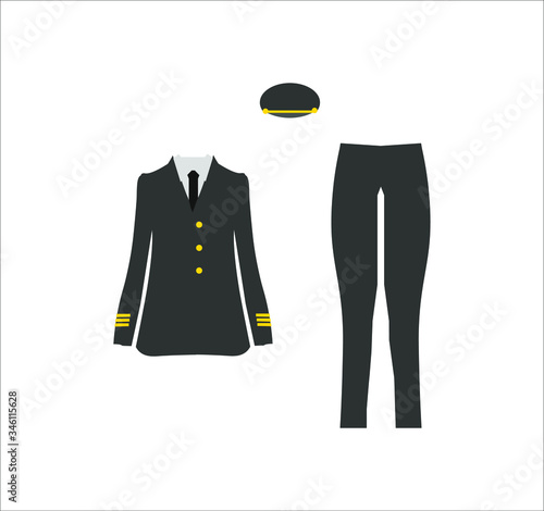 airplane pilot woman uniform. illustration for web and mobile design.