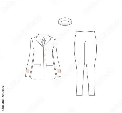 airplane pilot woman uniform. illustration for web and mobile design.