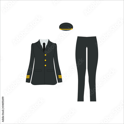 airplane pilot woman uniform. illustration for web and mobile design.