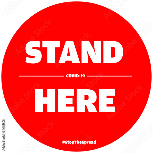 Stand here text isolated on red circle vector illustration