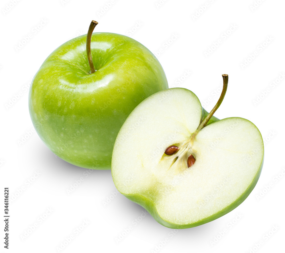Green apples isolated on white background with clipping path Green apples isolated on white background with clipping path