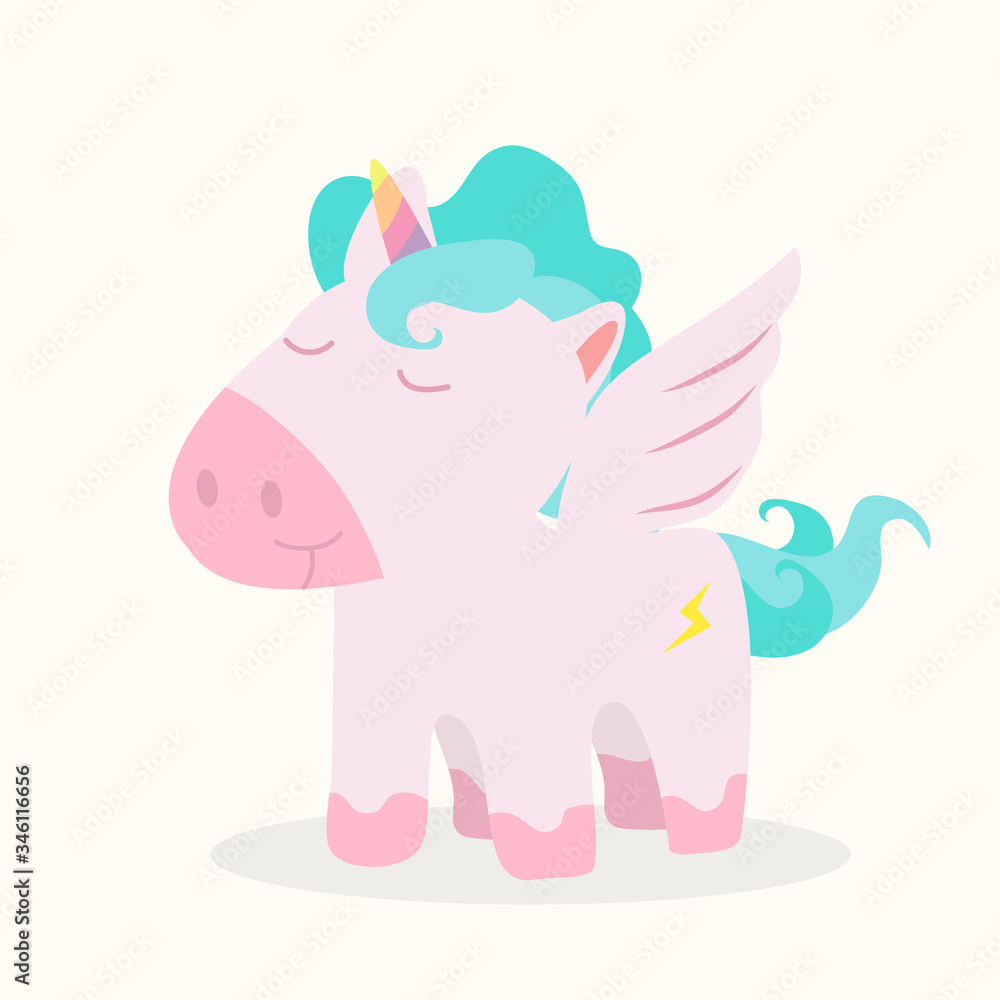 mini unicorn vector flat style