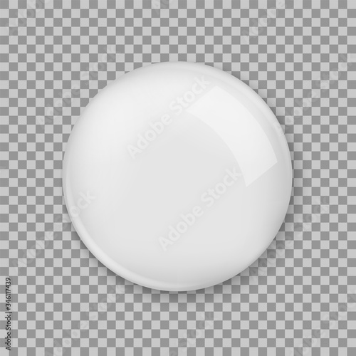 White pin badge blank mockup. Realistic vector round brooch icon. Round pin button