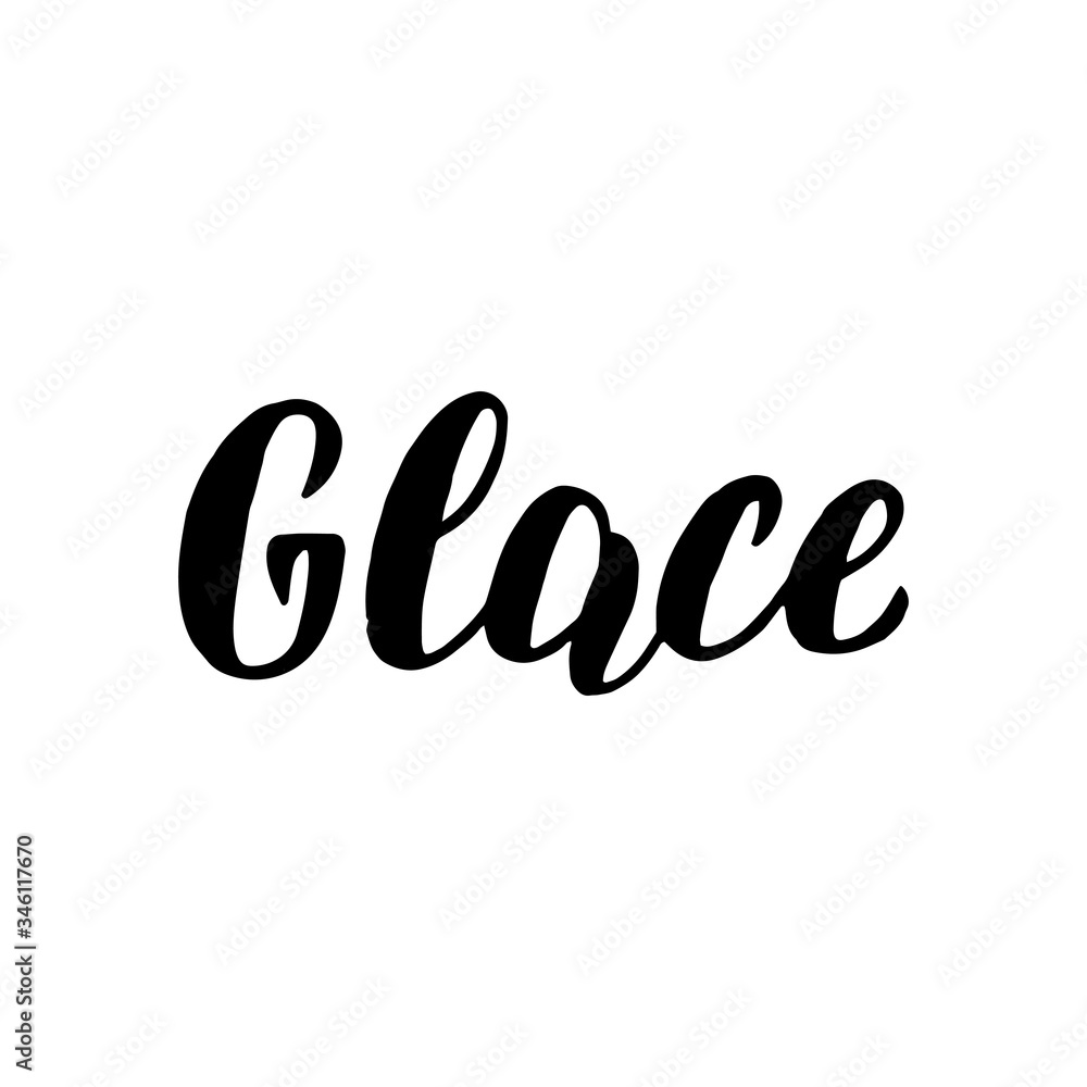 Glace coffee menu lettering text. Cafe menu font. Restaurant typographic sign. Coffee handwritten isolated phrase. Vector eps 10.