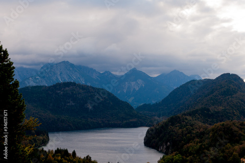 Alpsee lake in bavarian landscape