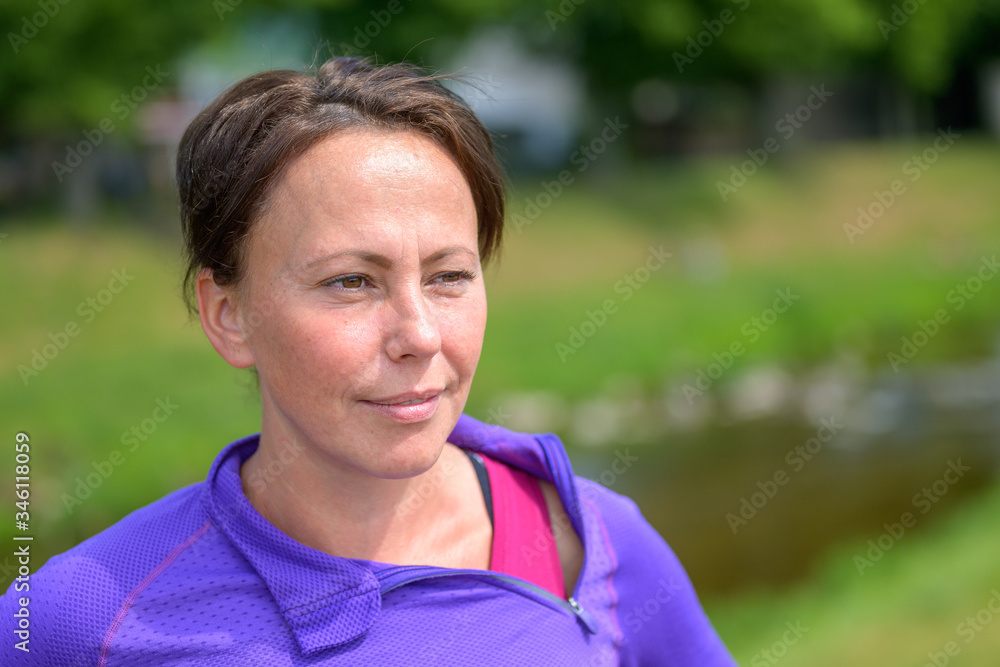 Serious thoughtful middle-aged Hispanic woman Serious thoughtful middle-aged Hispanic woman